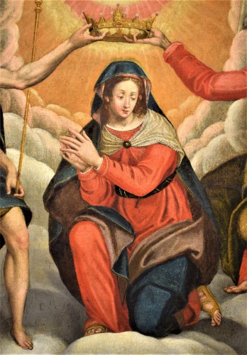 XVIIe siècle - "Couronnement de la Vierge" école italienne du XVIIe